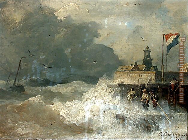 Sturm an der Kuste painting - Andreas Achenbach Sturm an der Kuste art painting